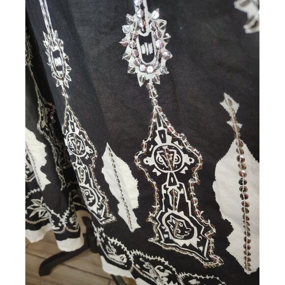 Sandy Starkman XL Skirt, Black White Embroidered, Boho Hippie, Maxi Cotton READ - Picture 2 of 8